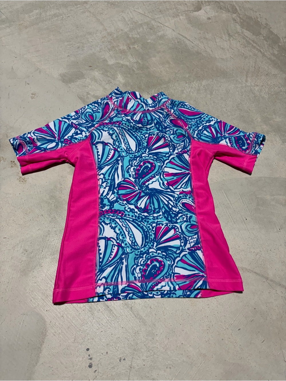 Lilly Pulitzer for target Girls Pink & Blue Patterned Rash Guard swim small 6/6x